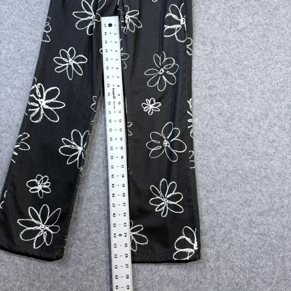 Reformation‎ Jeans 23 Daisy High Rise Straight Long Floral Black Denim